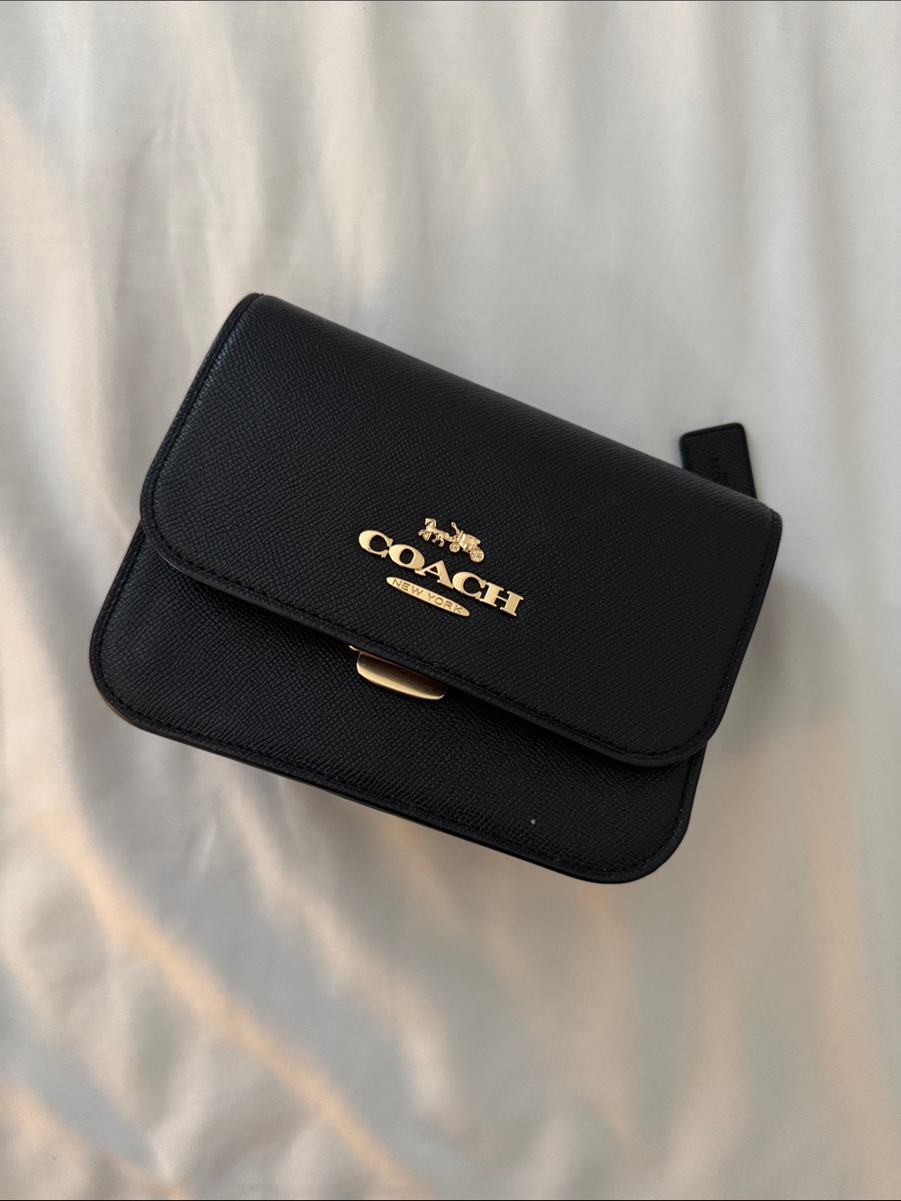 COACH Black Leather Crossbody with Gold Logo - Picture 2 of 3